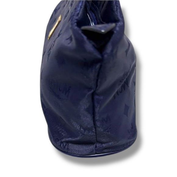 MCM Vintage Blue Jacquard Tote Bag with Gold-Tone Hardware | Made in Germany - Picture 3 of 16